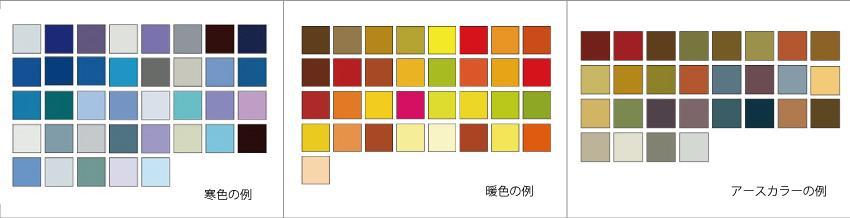 寒色系と暖色系とアースカラー系のオフィスの比較